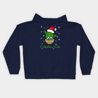 O Christmas Cactus - Cactus With A Santa Hat In A Bowl Kids Hoodie